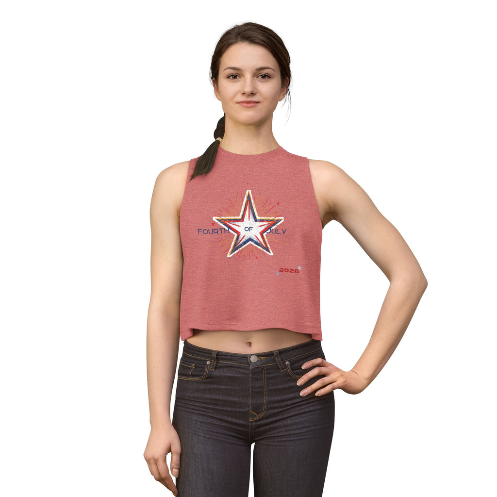 Fourth of July Star Crop Top - 2026 Patriotic Women's Tank