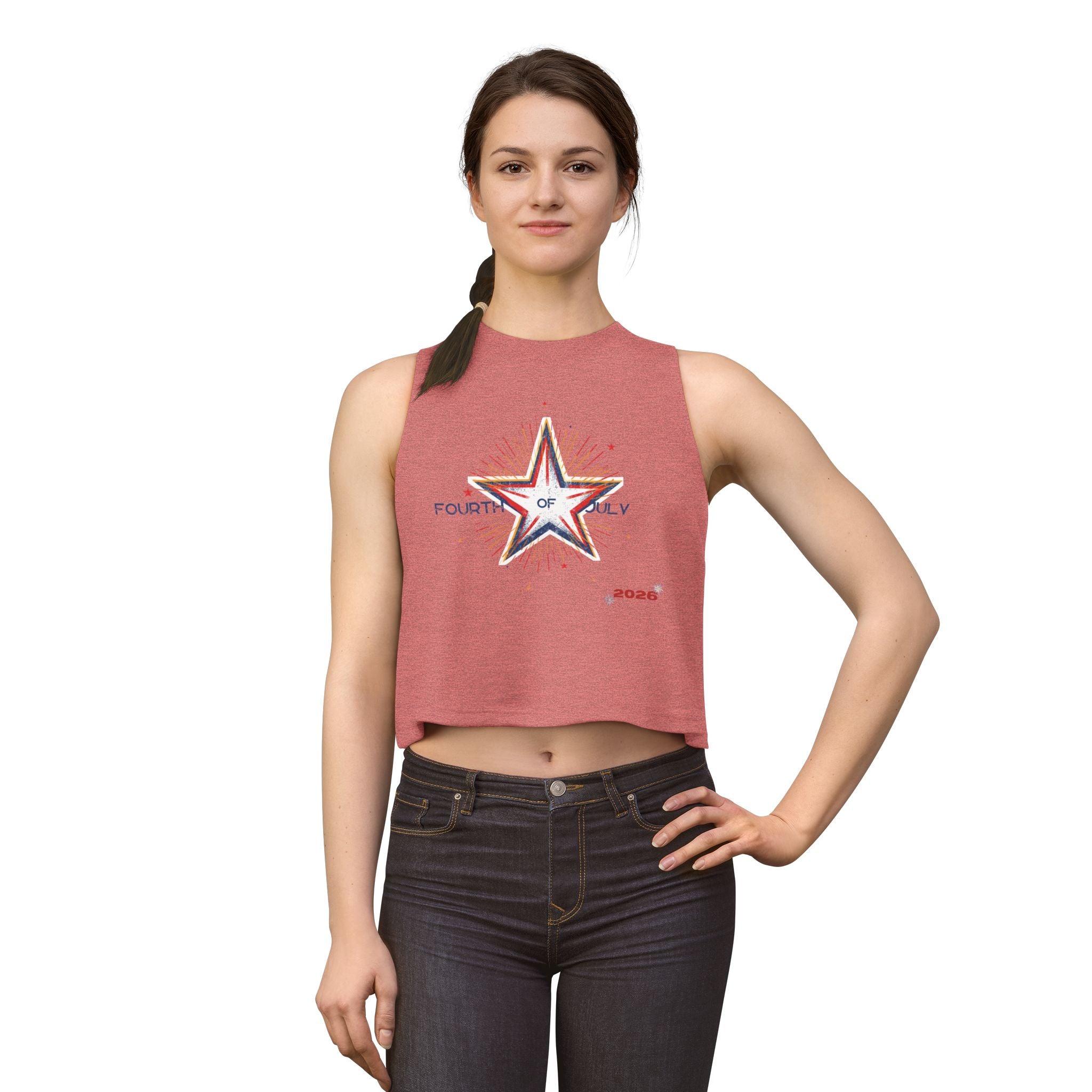 Fourth of July Star Crop Top - 2026 Patriotic Women's Tank