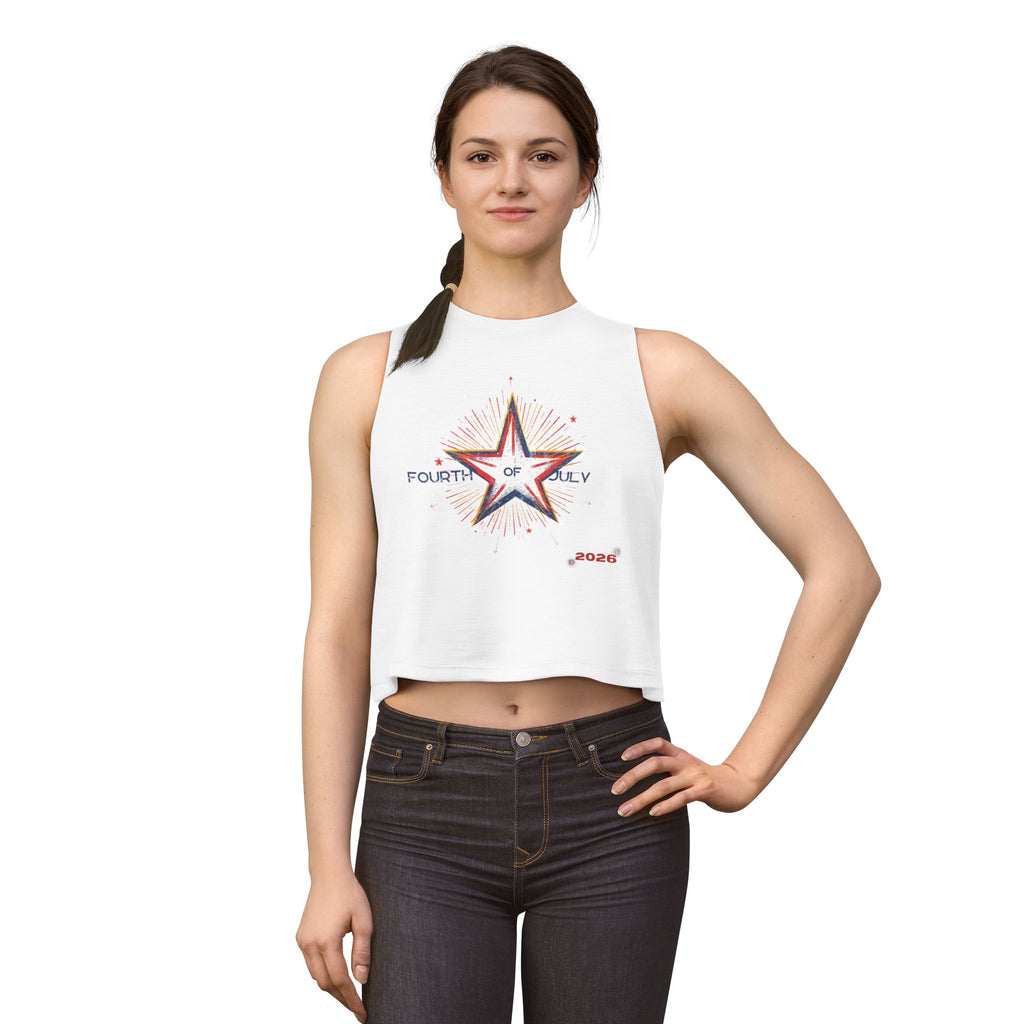 Fourth of July Star Crop Top - 2026 Patriotic Women's Tank