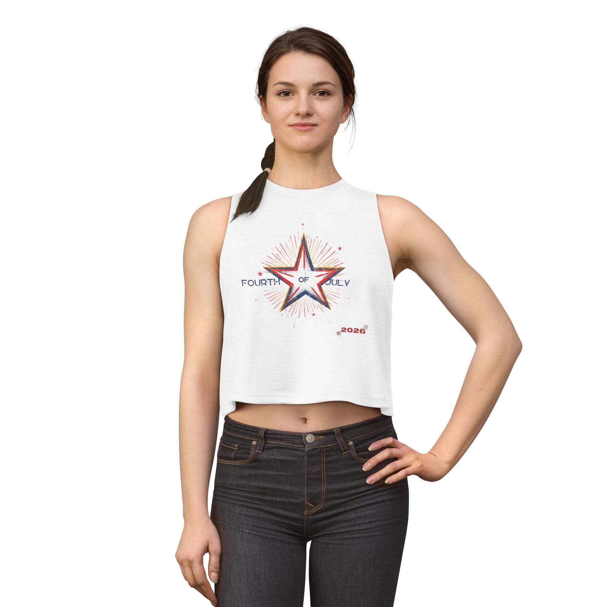 Fourth of July Star Crop Top - 2026 Patriotic Women's Tank