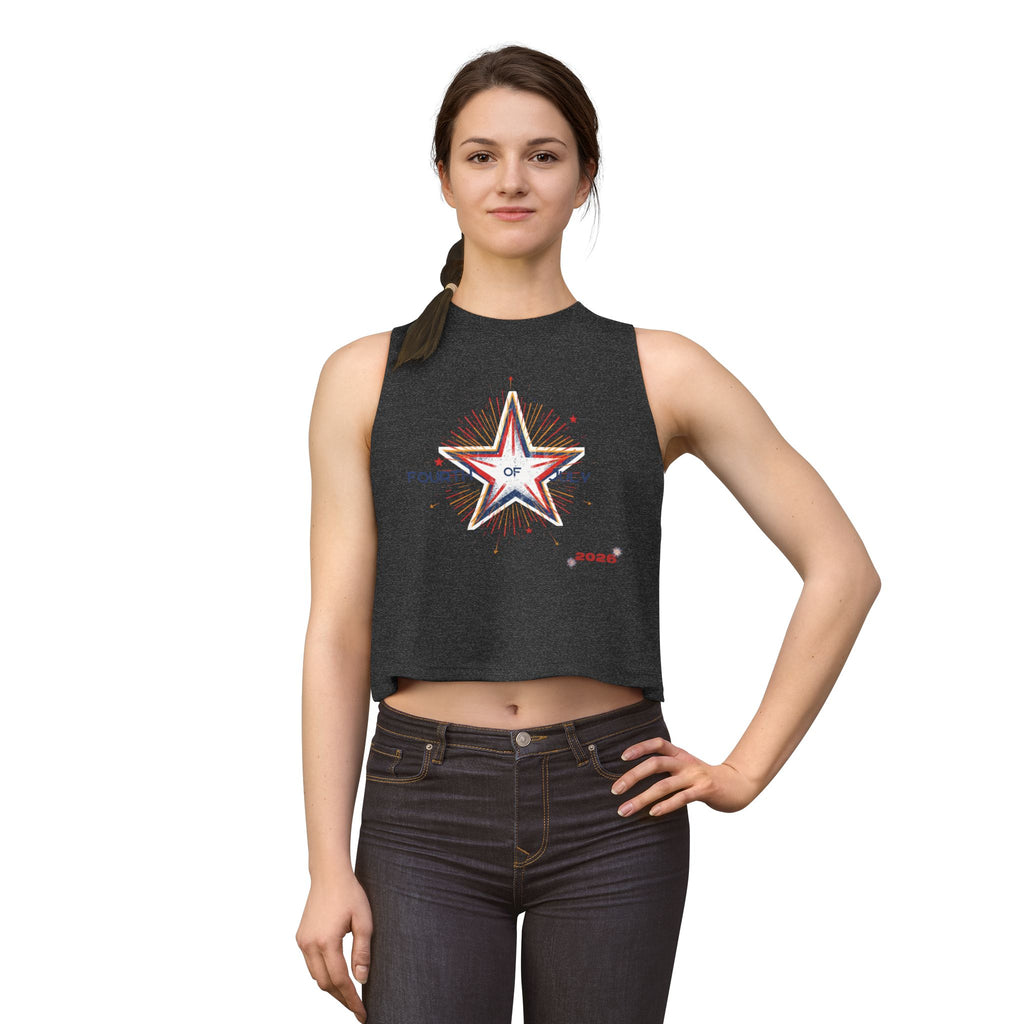 Fourth of July Star Crop Top - 2026 Patriotic Women's Tank